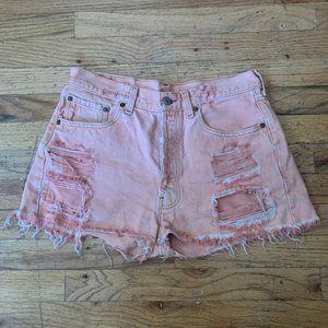Vintage Levi orange distressed denim shorts szM